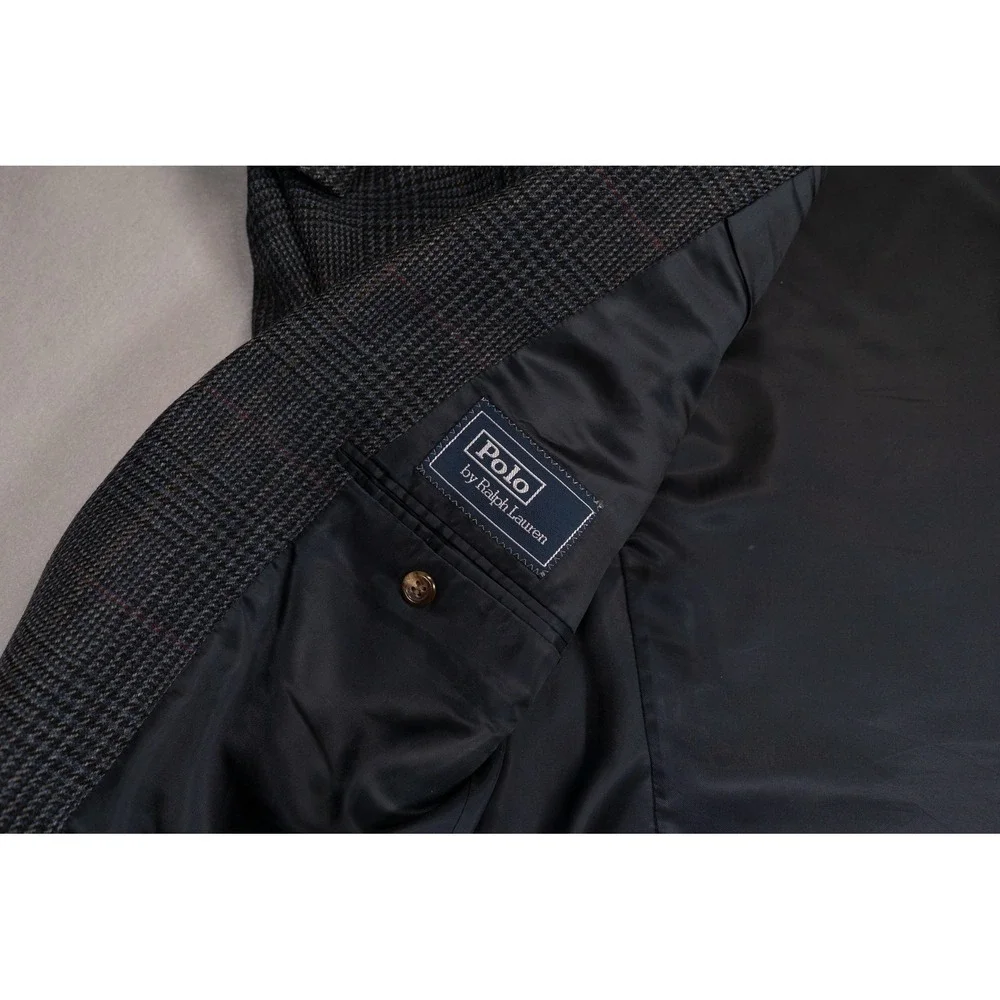 Polo Ralph Lauren Blue Label Wool Cashmere Blazer 44L‎ Glen Plaid Made in Italy